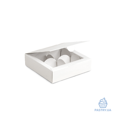 Коробка на 4 Конфеты 112×112×30мм белая (Vals)