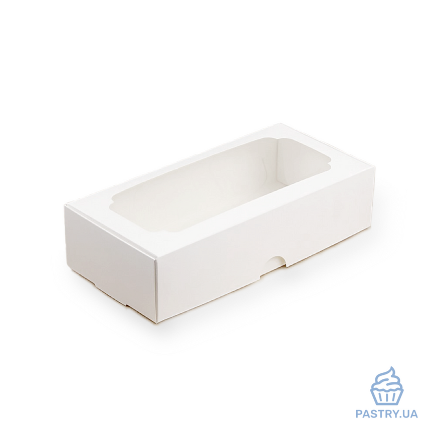 Box for Marshmallows & other desserts with window 200×100×50mm white (Vals)