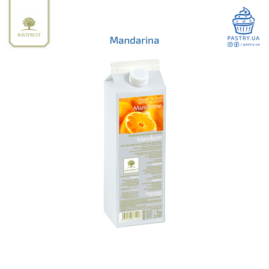 Mandarin pasteurized puree, 1kg (Ravifruit)