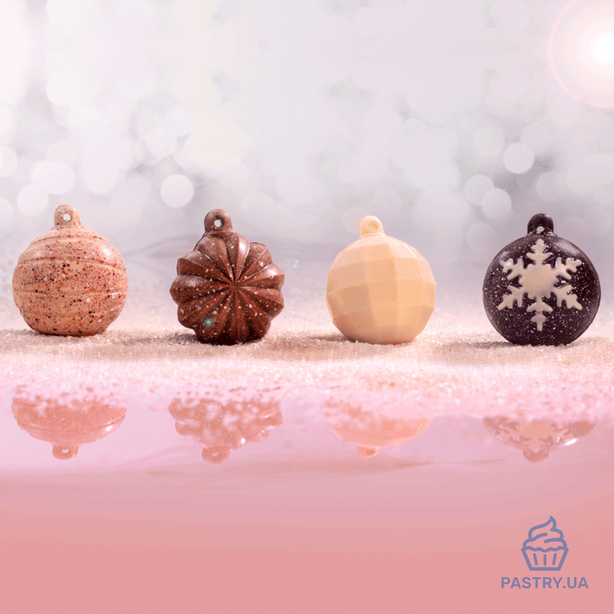 Christmas Ball Stripy &Oslash;6cm 20SF003 plastic mould for chocolate, 2pcs (Martellato)