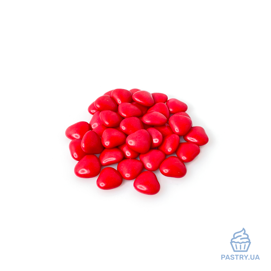 Сердечка – Червоні драже для декору з молочного шоколаду (Amarischia), 1кг