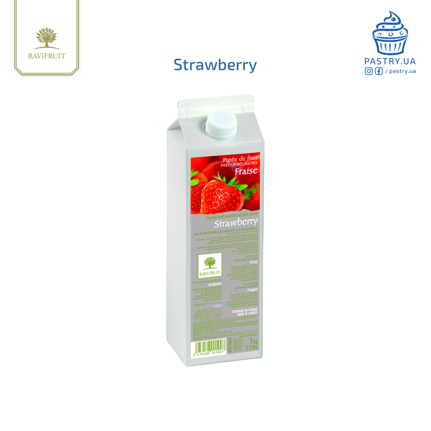 Strawberry pasteurized puree, 1kg (Ravifruit)