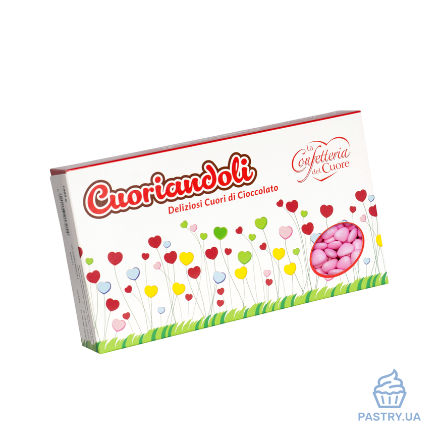 Сердечка – Рожеві драже для декору з молочного шоколаду (Amarischia), 50г