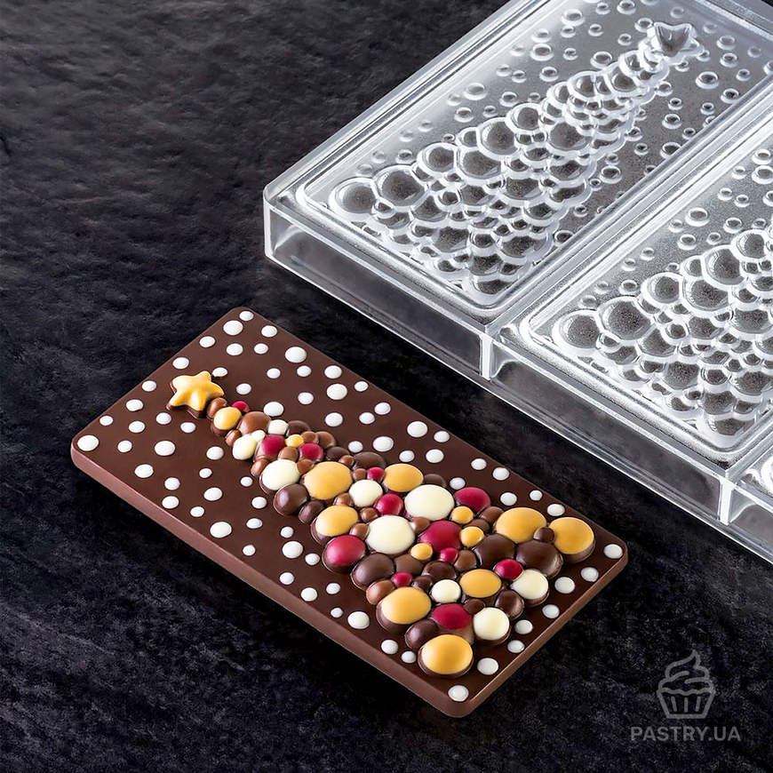 🍫 Форма Пузырчатая Ёлка PC5037 для шоколадных плиток тритановая от Фабрицио Фьёрани (Pavoni)