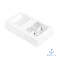 Коробка на 4 Конфеты с окошком 112×112×35мм белая (Vals)