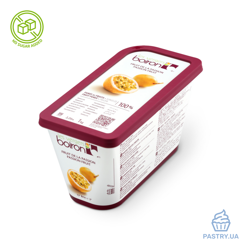 Passion Fruit 100% no sugar added frozen fruit puree (Les vergers Boiron), 150g