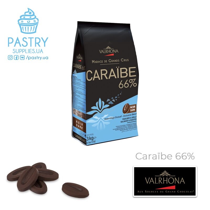 Шоколад Caraibe 66% чорний (Valrhona), 100г